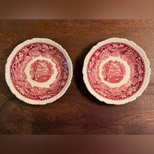 Vintage Mason’s Red Transferware Vista Berry Dessert Bowls Set 2